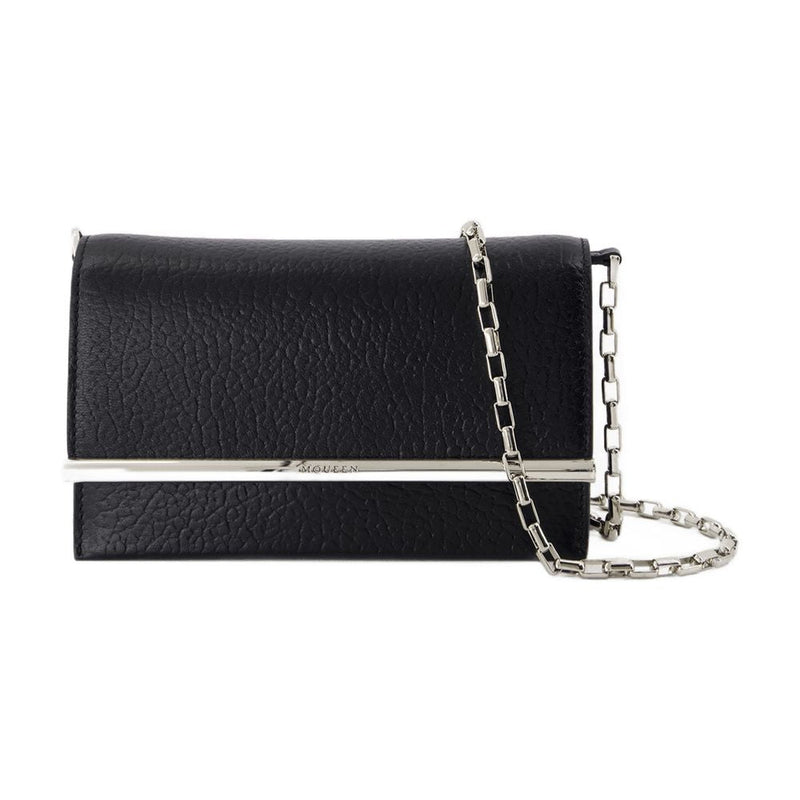 Alexander Mcqueen Mini Cross Bar Clutch — Black Lambskin