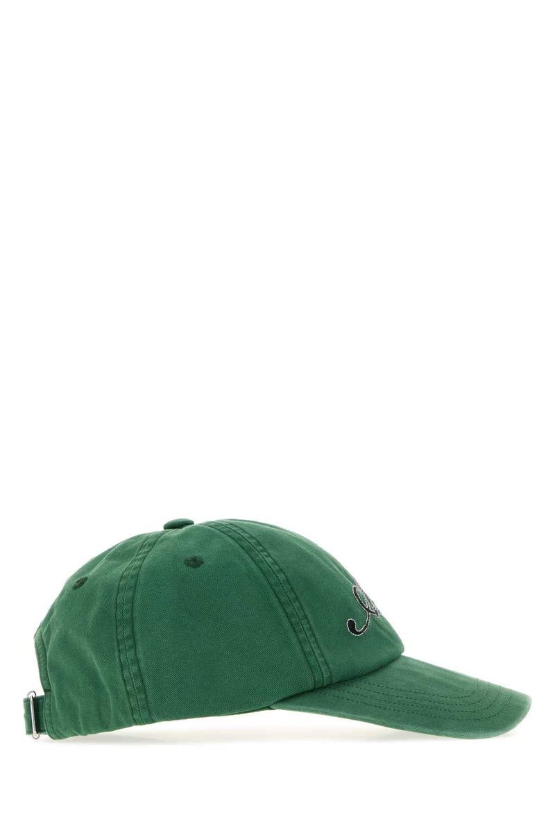 Ami Paris Amiembroiderycap Embroidered Logo Baseball Cap — Green Exterior: Cotton Caps