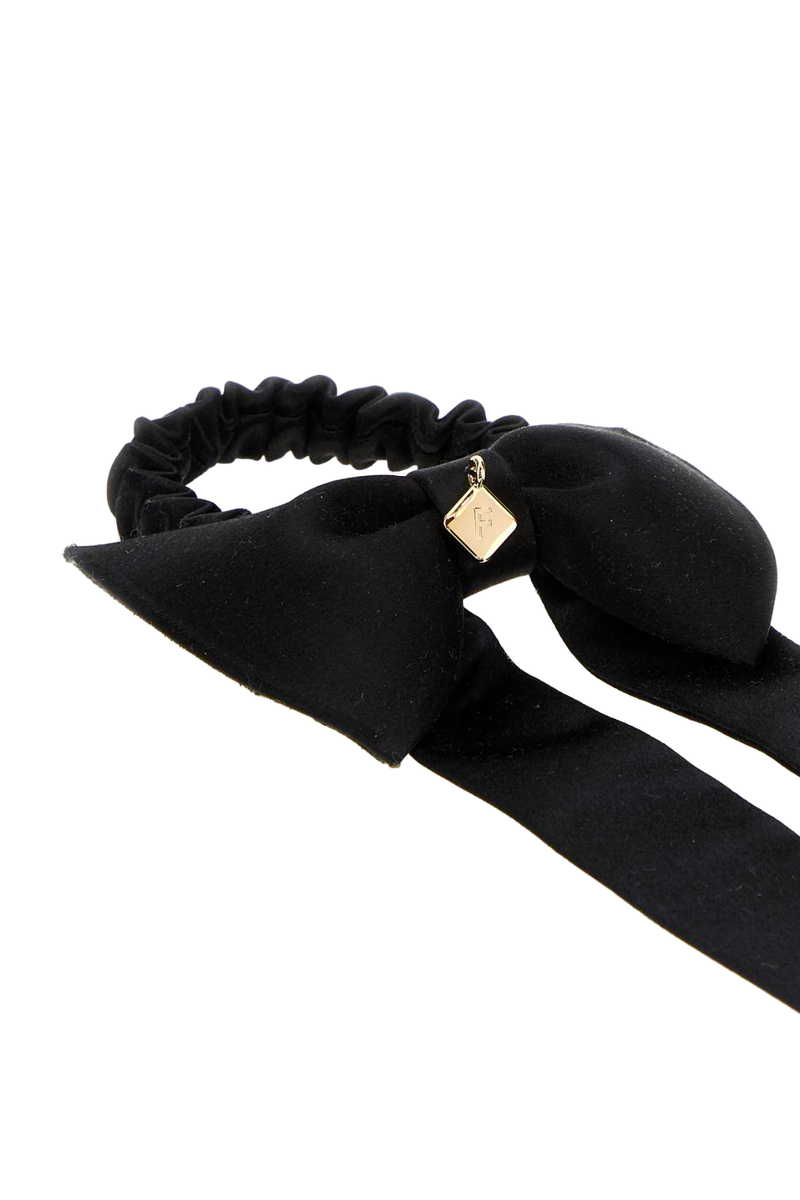 Ferragamo Fabric With Golden-Metal Charm Bow Tie — Black Ties