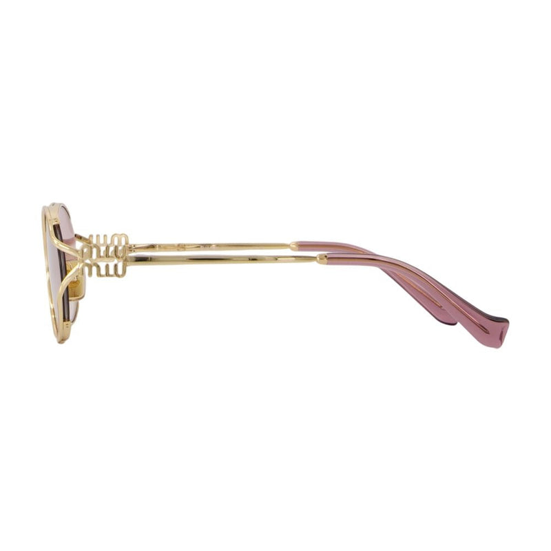 Miu Miu 0mu52ys-5ak06s54 Oval Acetate Sunglasses — Gold