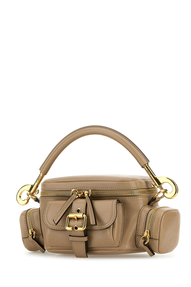 Chloé Buckle-Fastened Leather Top Handle Bag — Beige