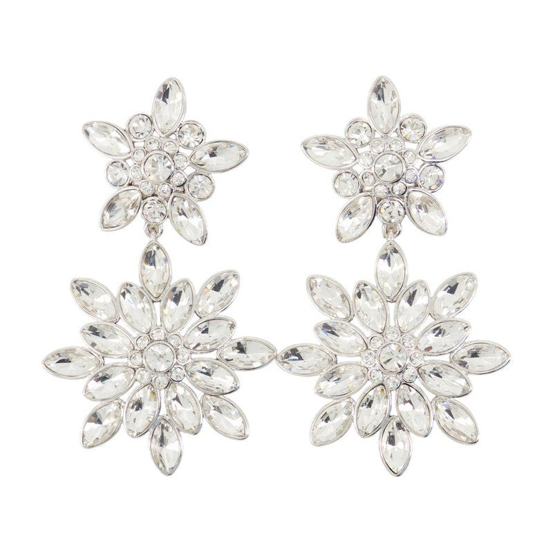 Self-Portrait Crystal-Embellished Tiered Earrings — Silver