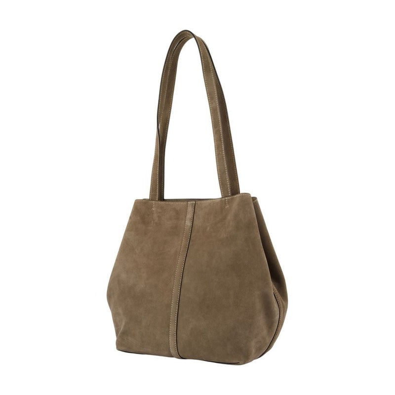 Vanessa Bruno Suede Tote Shoulder Bag — Beige Cowhide