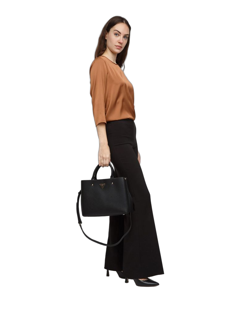 Guess Meridian Ii Shoulder Bag — Black Polyurethane