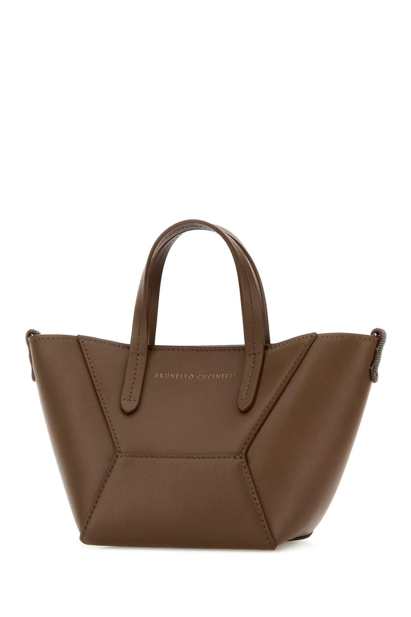 Brunello Cucinelli Leather Tote Bag — Brown