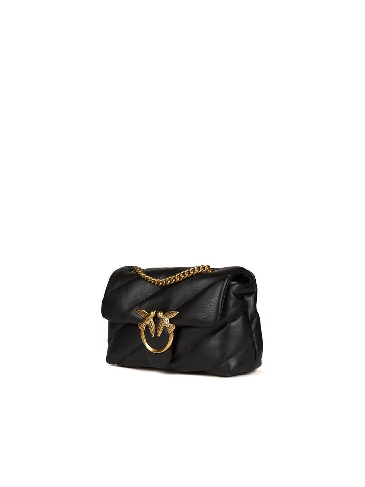 Pinko Love Puff Crossbody Bag — Black Lamb Leather