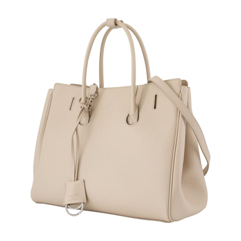 Balenciaga Hampton Carry Shoulder Bag — Beige Calfskin