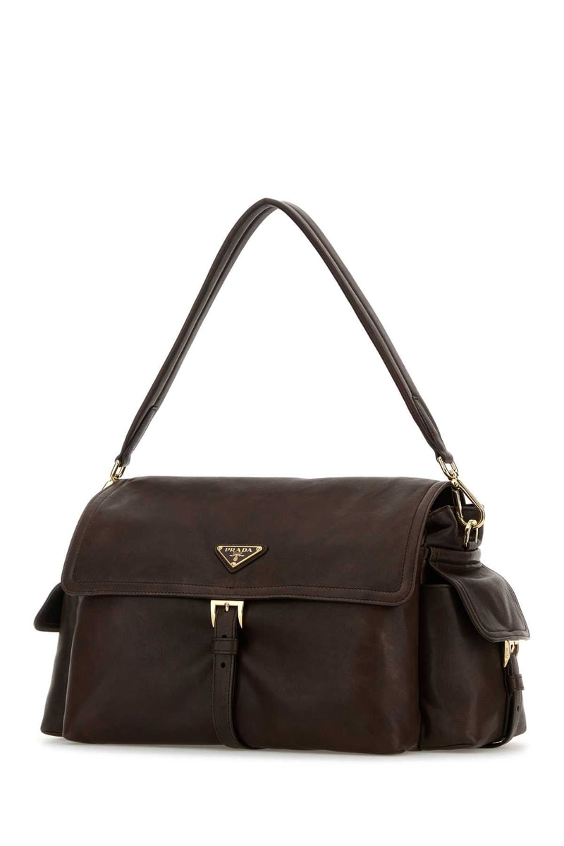 Prada Leather Shoulder Bag — Brown