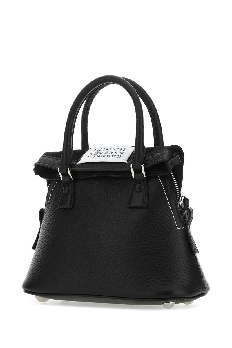 Maison Margiela Pebbled Leather Top Handle Bag — Black