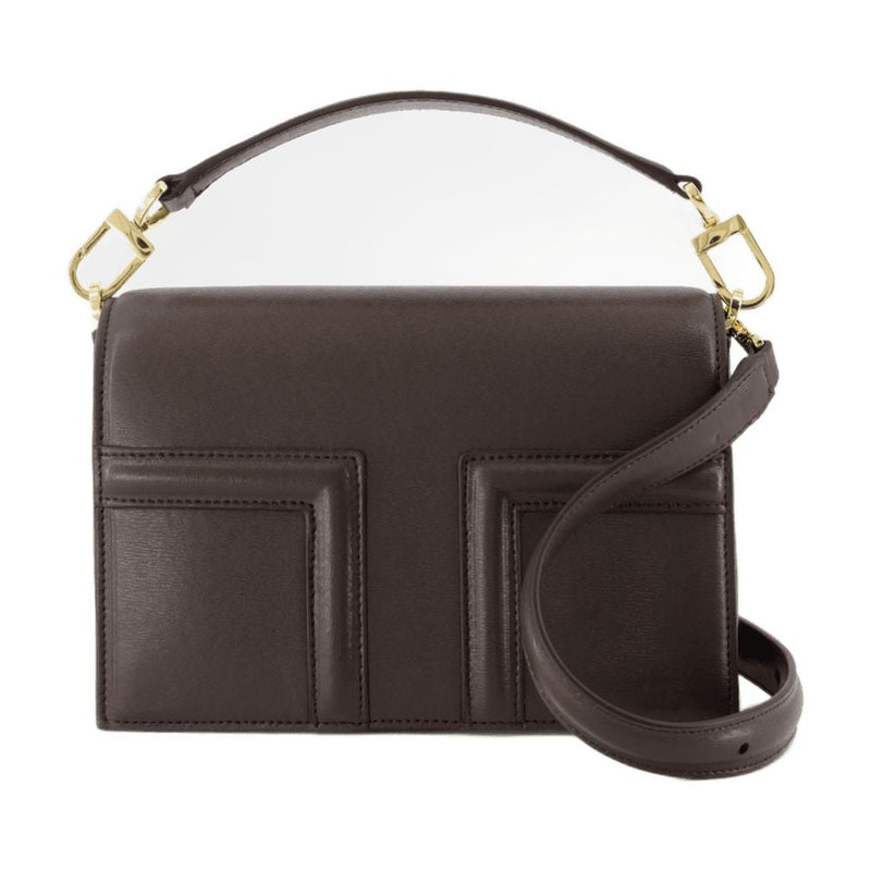 Toteme T-Flap Shoulder Bag — Brown Cowhide
