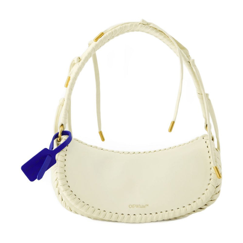 Off-White Edge Weaving Calfskin Shoulder Bag — Beige