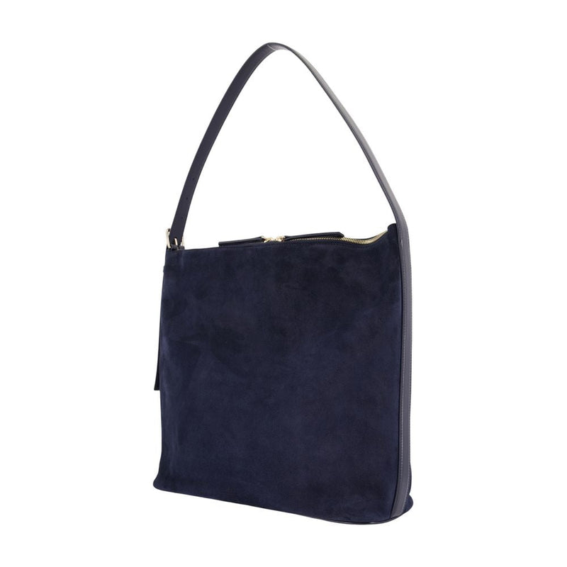 A.p.c. Vera Maxi Shoulder Bag — Navy Calfskin