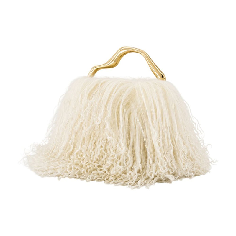 Cult Gaia Backgammon Clutch — Ivory Faux_fur