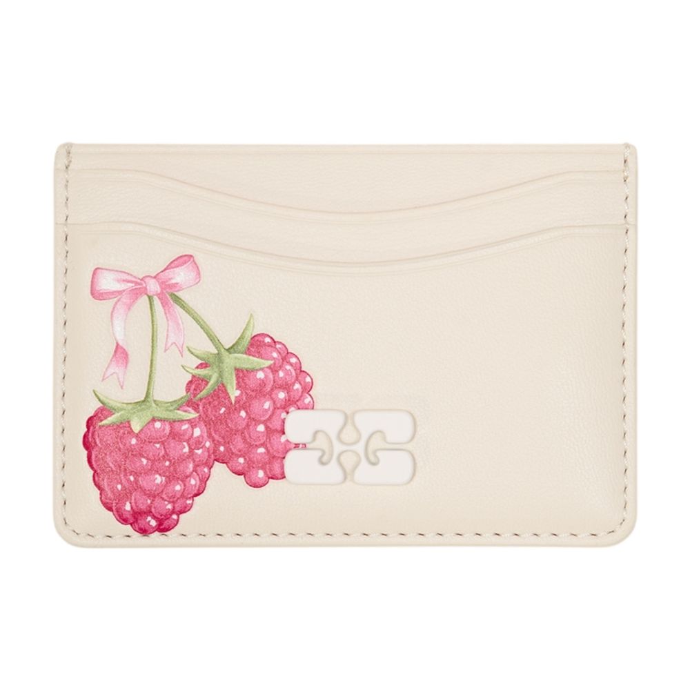 Ganni Bou Card Case — Cream Calfskin Cases