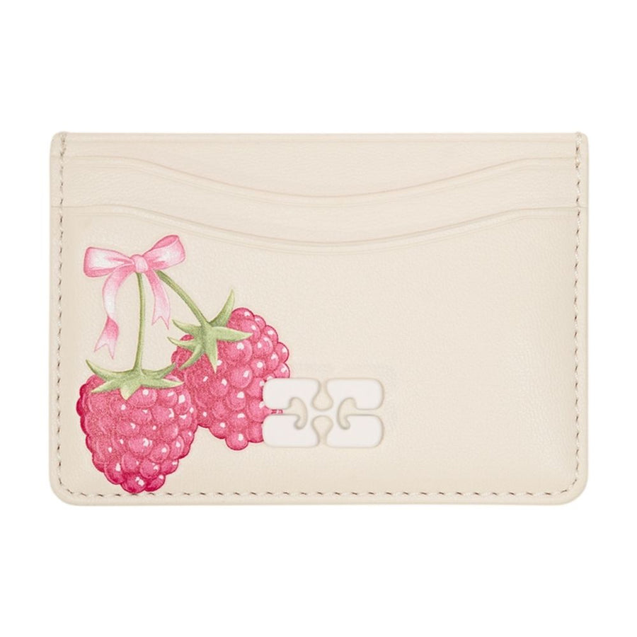 Ganni Bou Card Case — Cream Calfskin Cases