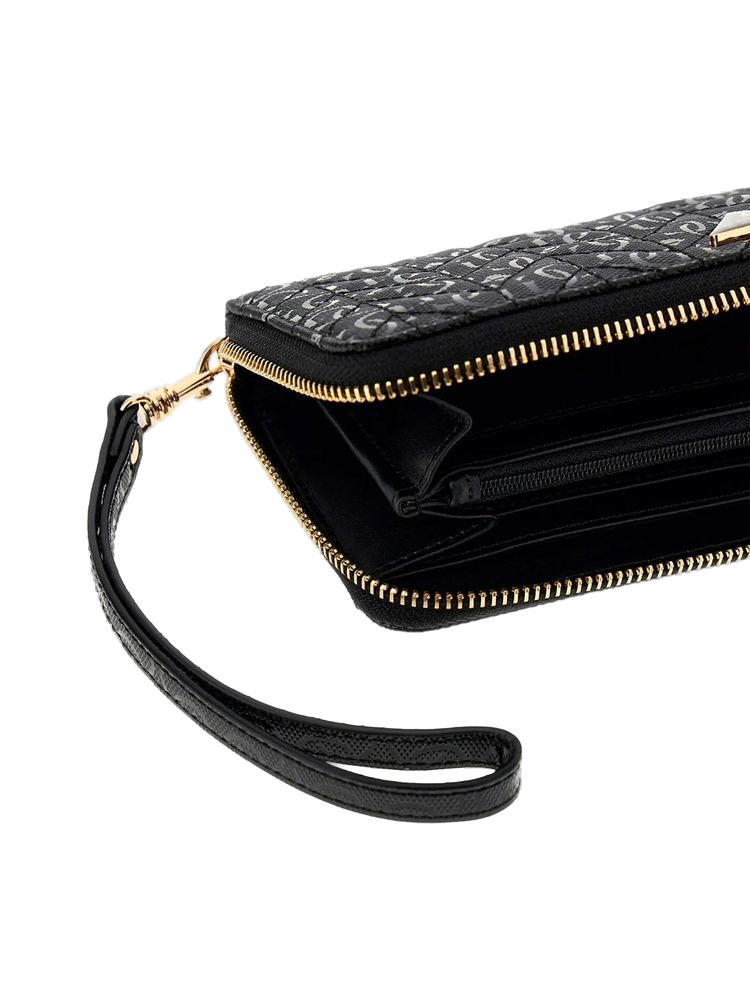 Guess Zip Around Wallet — Black Polyurethane