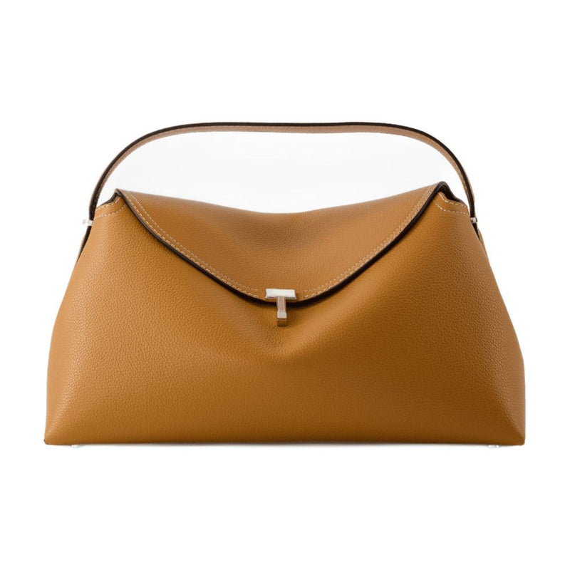 Toteme T-Lock Top Handle Bag — Brown Calfskin