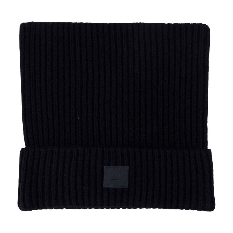 Acne Studios C40426-900 Ribbed Cotton Beanie — Black Beanies