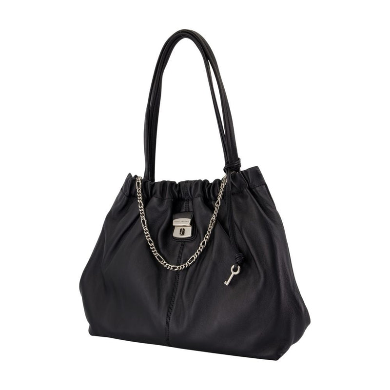 Marc Jacobs Gathered Shoulder Bag — Black Lambskin