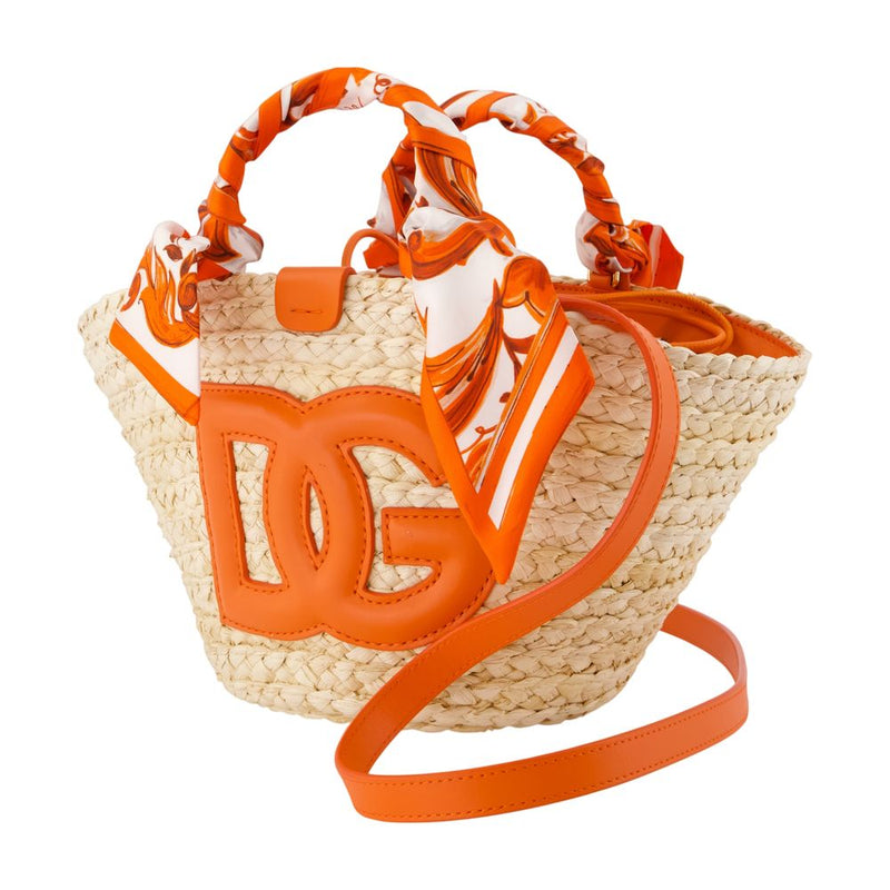 Dolce&gabbana Woven Raffia Tote Bag — Orange
