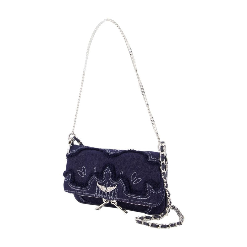 Zadig & Voltaire Embroidered Wing Star Crossbody Bag — Navy Cotton