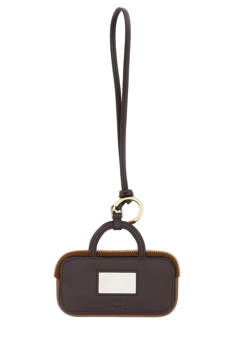Miu Miu Leather Key Case — Brown Keychains