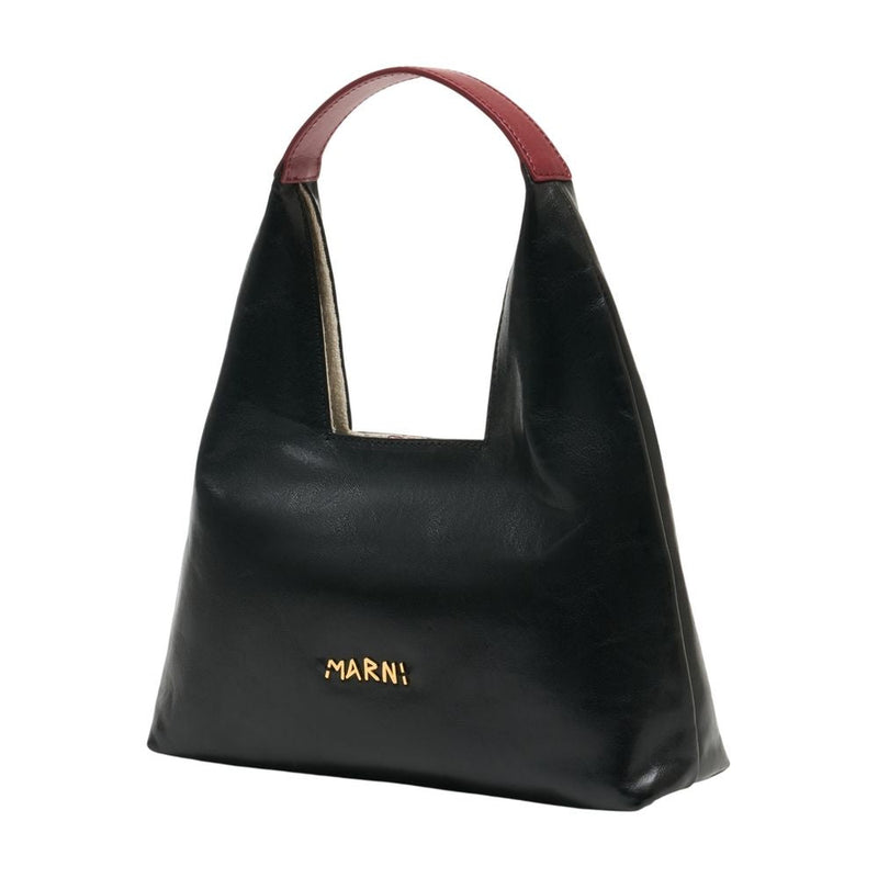 Marni Calfskin Leather Top Handle Shoulder Bag — Black