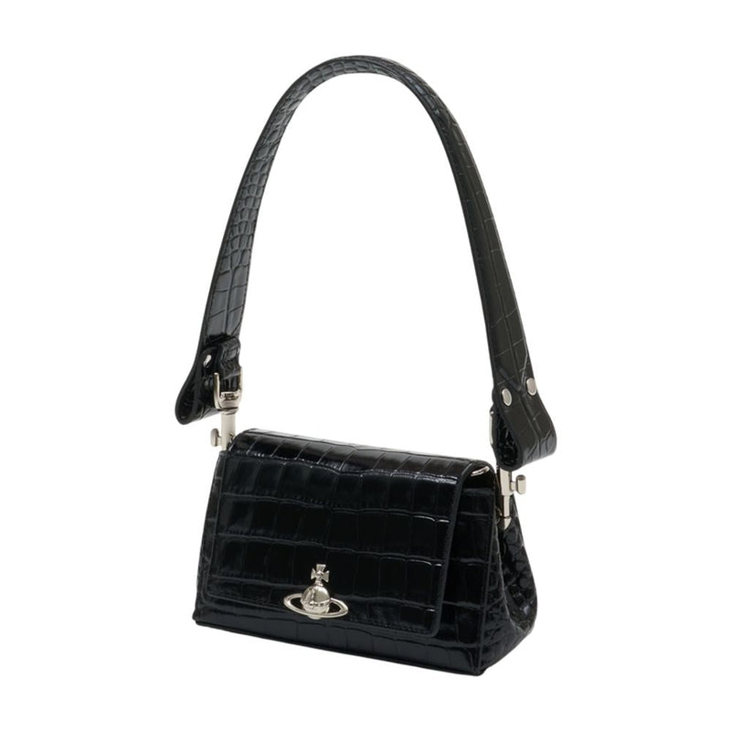 Vivienne Westwood Hazel Shoulder Bag — Black Calfskin