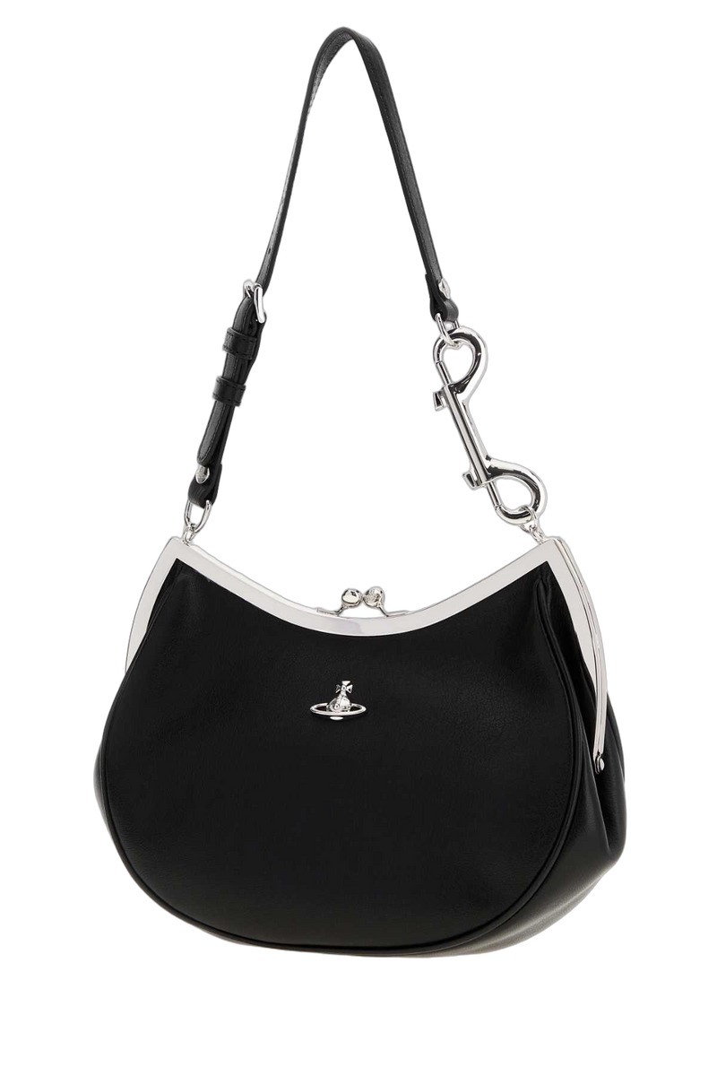 Vivienne Westwood Charm Frame Purse Shoulder Bag — Black