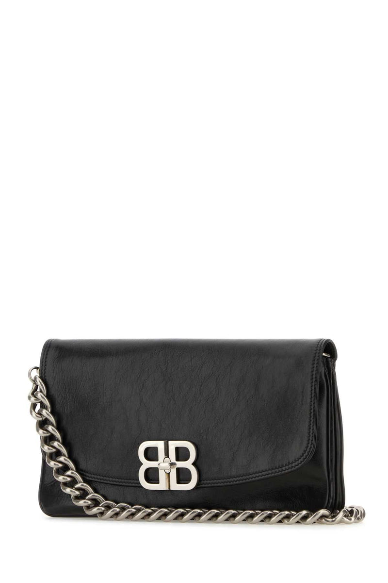 Balenciaga Bb Logo Chain Crossbody Bag — Black