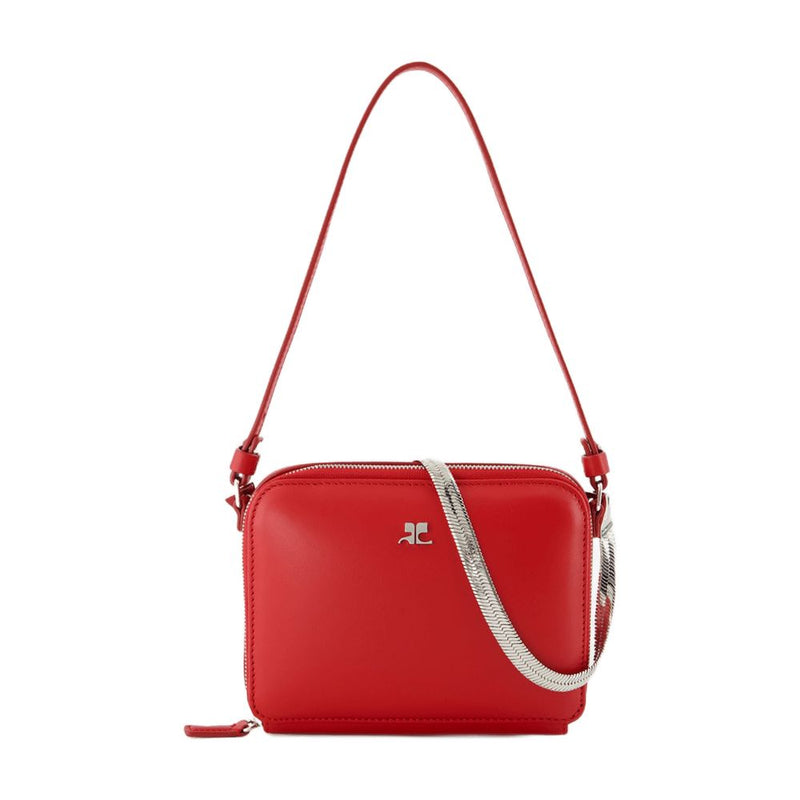 Courrèges Cloud Chained Shoulder Bag — Red Leather