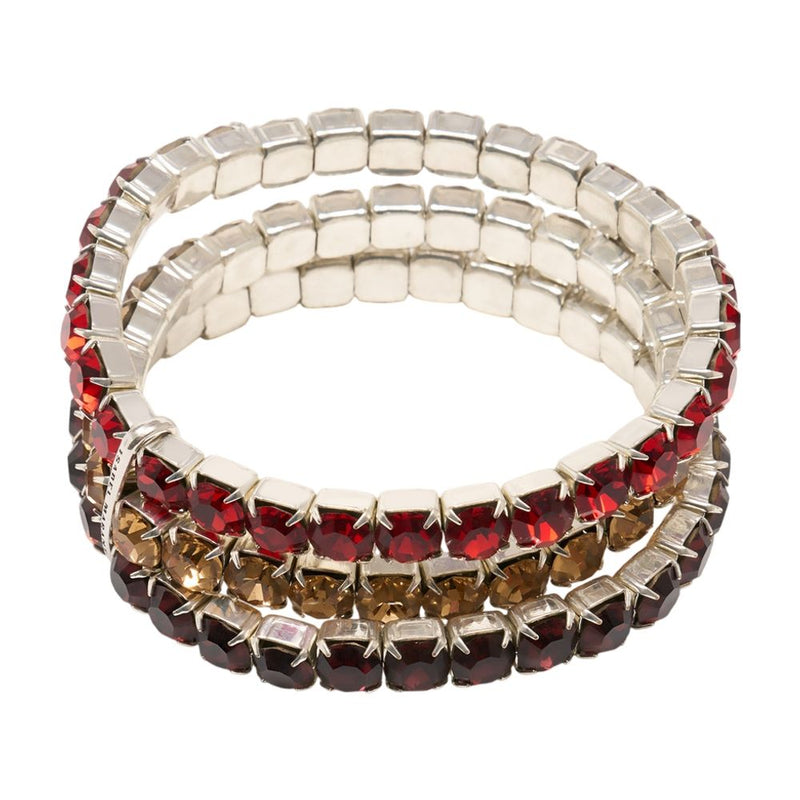 Isabel Marant Crystal Multi-Strand Bracelets — Red Metal