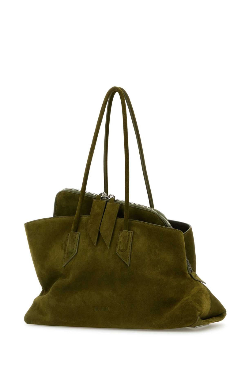 The Attico Calf Suede Top Handle Bag — Khaki
