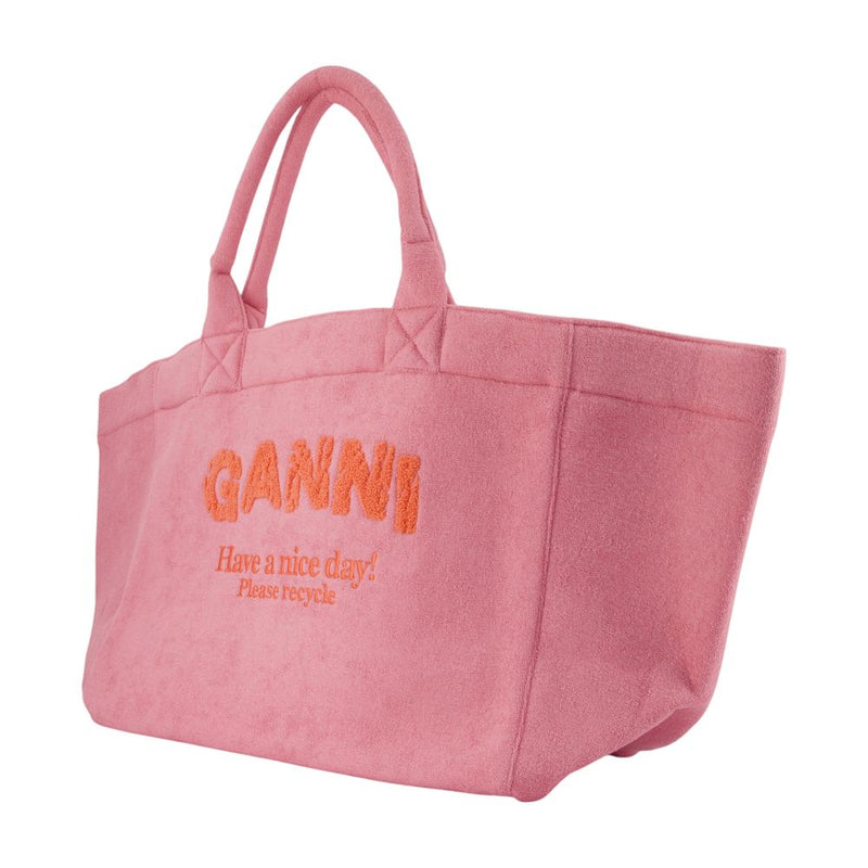 Ganni Xxl Tote Bag — Pink Polyester