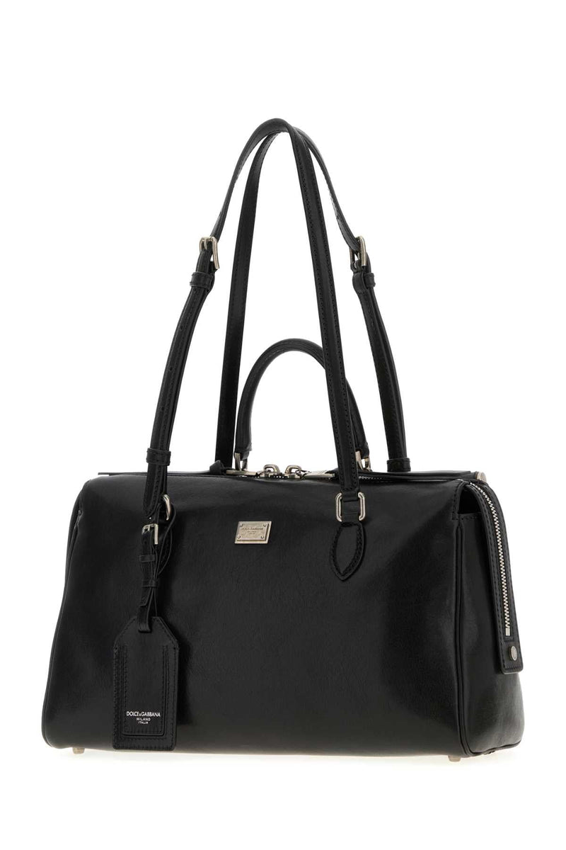 Dolce & Gabbana Calf Leather Shoulder Bag — Black Hand