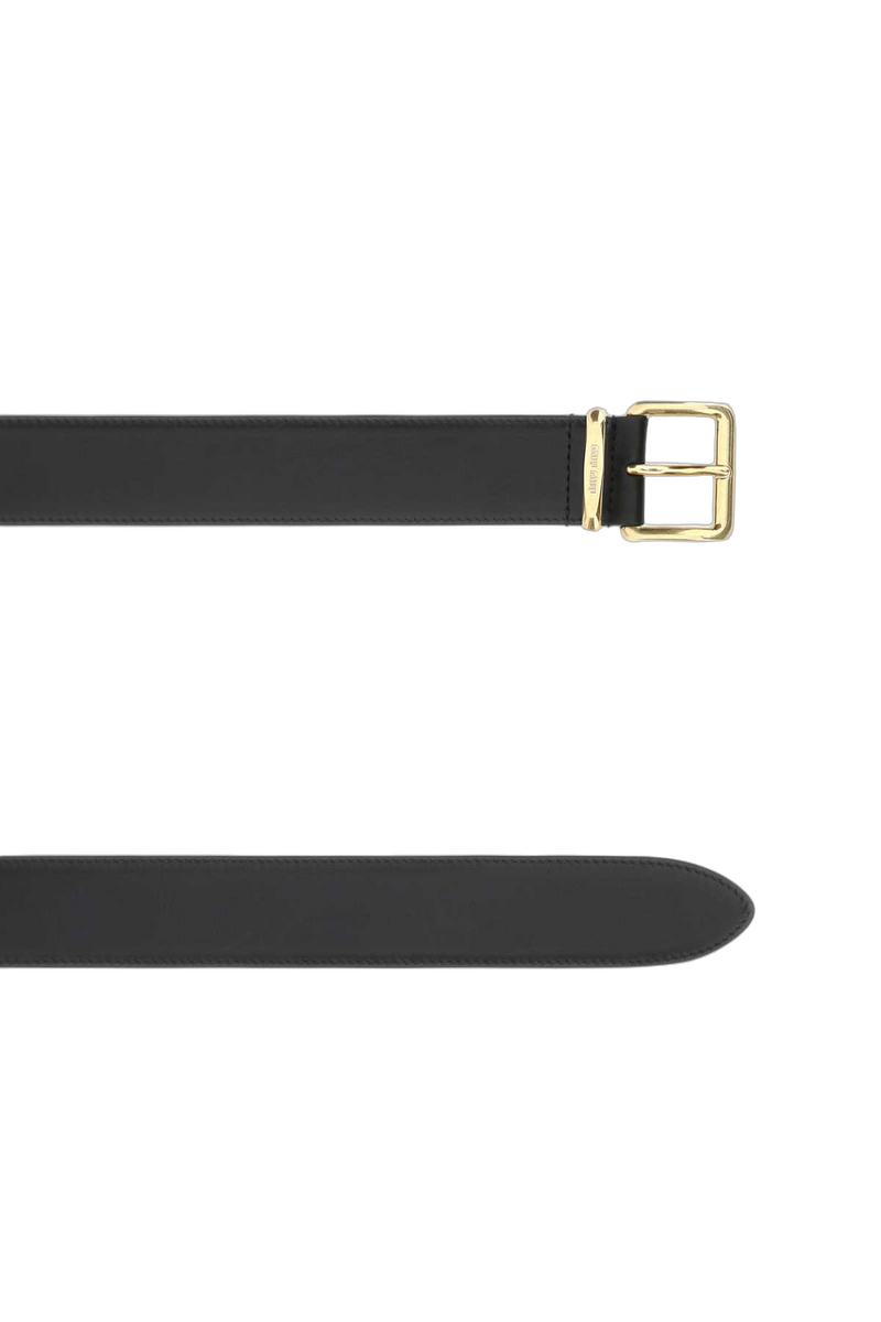 Miu Miu Gold-Buckle Leather Belt — Black Vitello