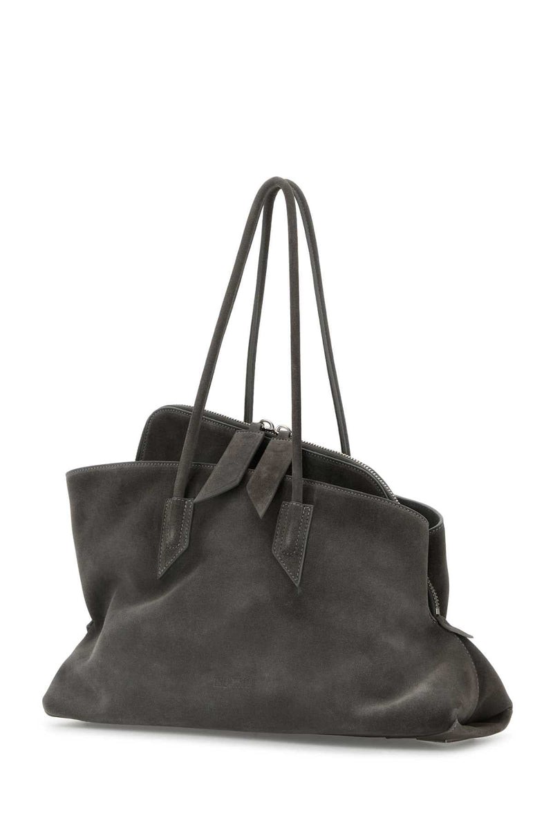The Attico Suede Shoulder Bag — Gray