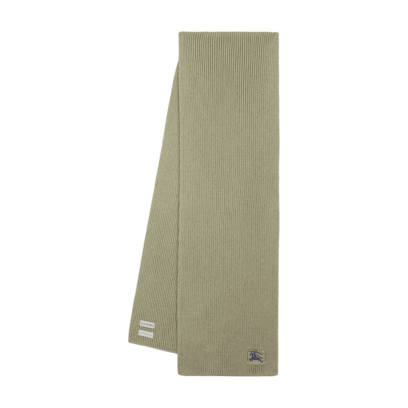 Burberry Mu Ribbed Scarf — Beige Wool Scarfs