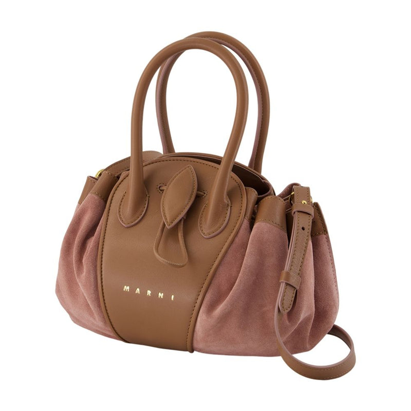 Marni Tulipea Shoulder Bag — Brown Calfskin