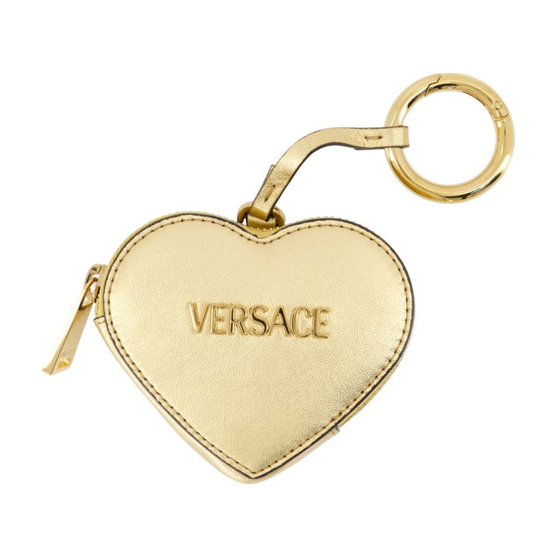 Versace Heart-Shaped Leather Coin Purse — Gold Calfskin Purses