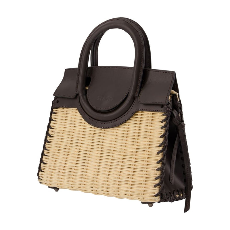 Staud Maude Top Handle Bag — Beige Raffia