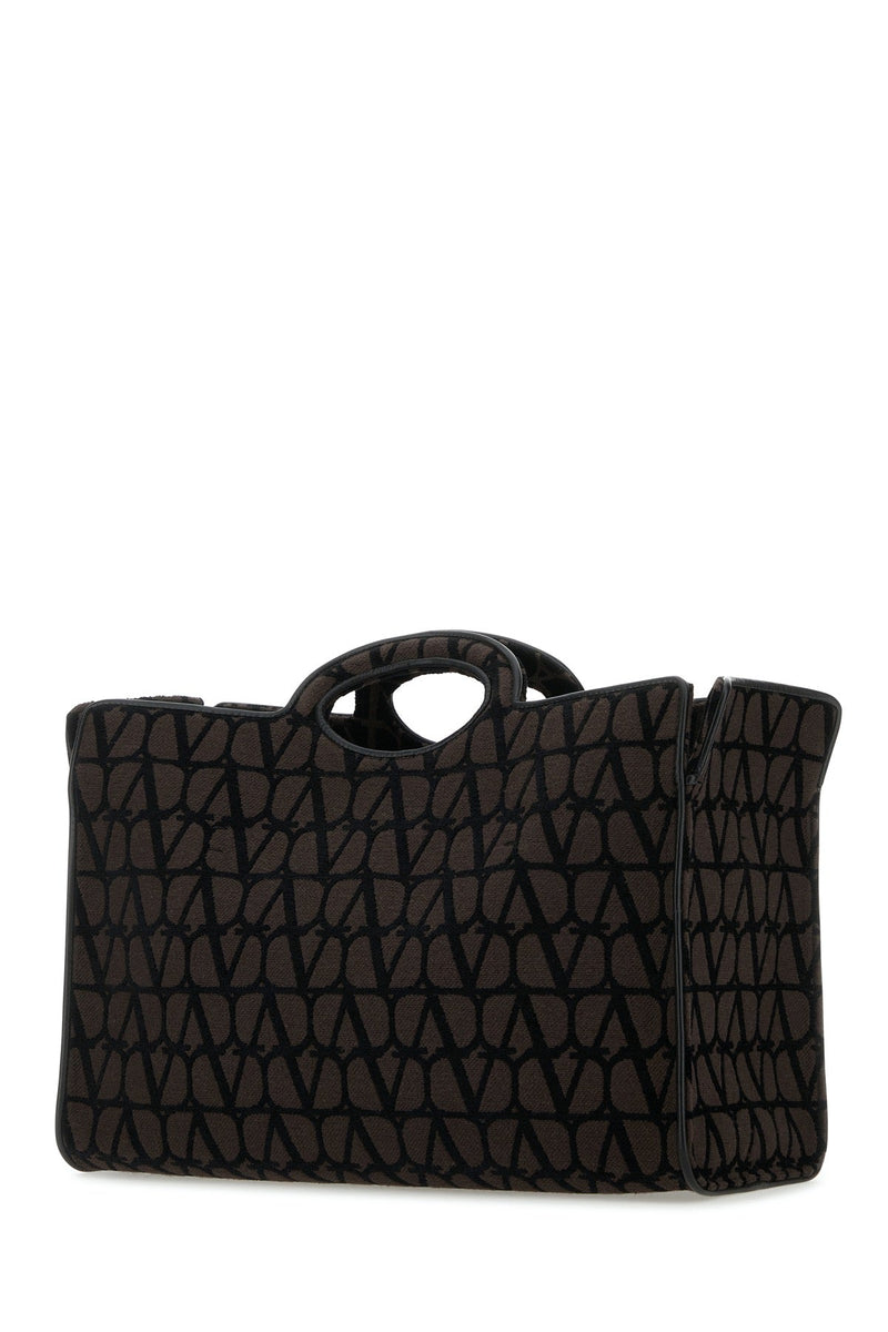 Valentino Garavani Monogram Jacquard Top Handle Bag — Black Viscose Cotton Polyester Hand