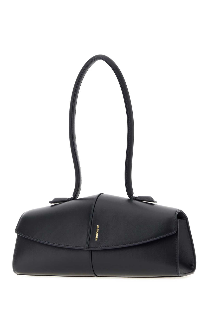 Jil Sander Structured Leather Shoulder Bag — Black