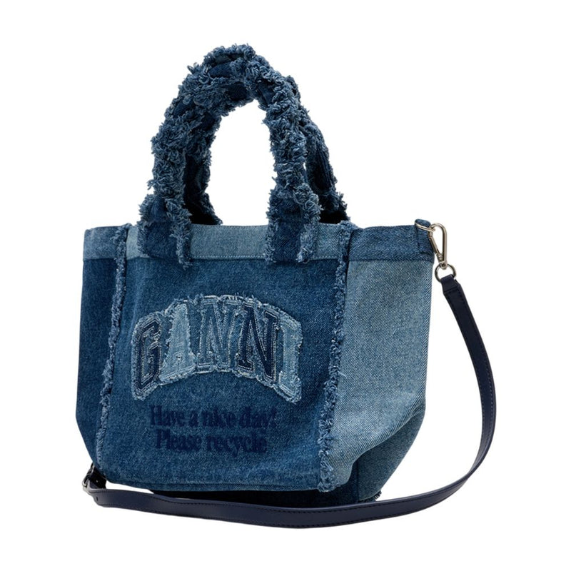 Ganni Tote Bag — Blue Cotton