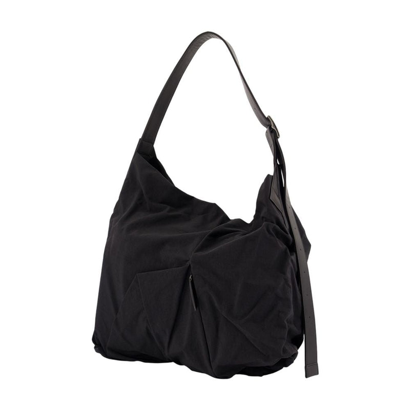Yohji Yamamoto Angular Leather Shoulder Bag — Black Cowhide