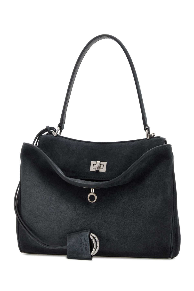 Balenciaga Calf Suede Shoulder Bag — Gray