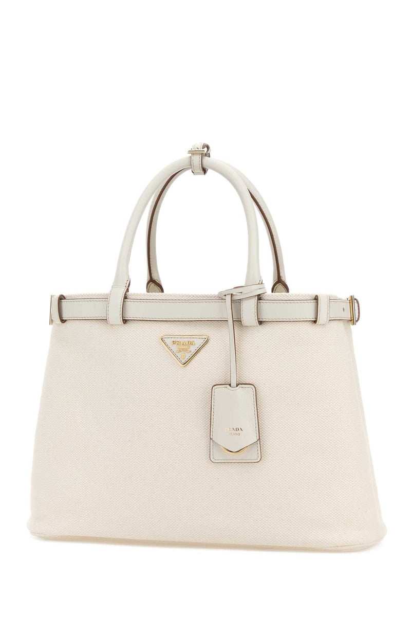 Prada Top Handle Bag — White Co-calf Leather