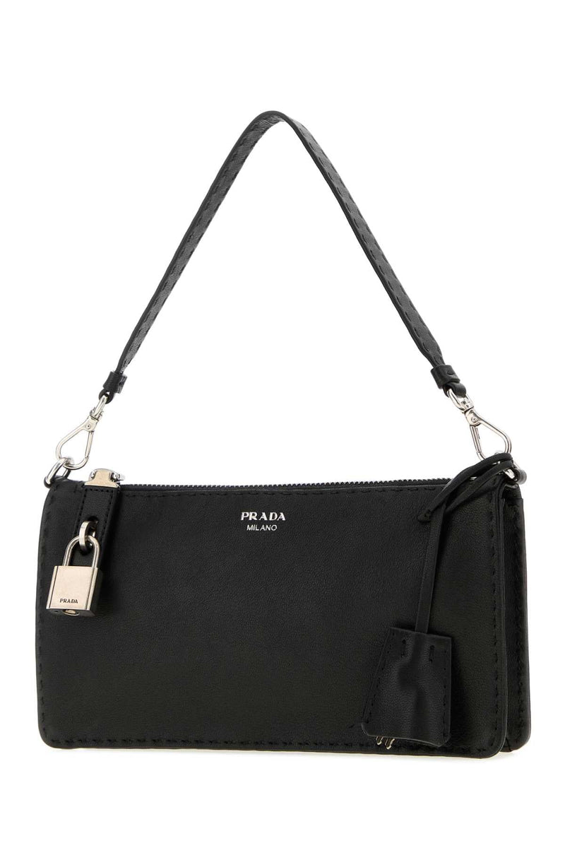 Prada Leather Shoulder Wallet — Black