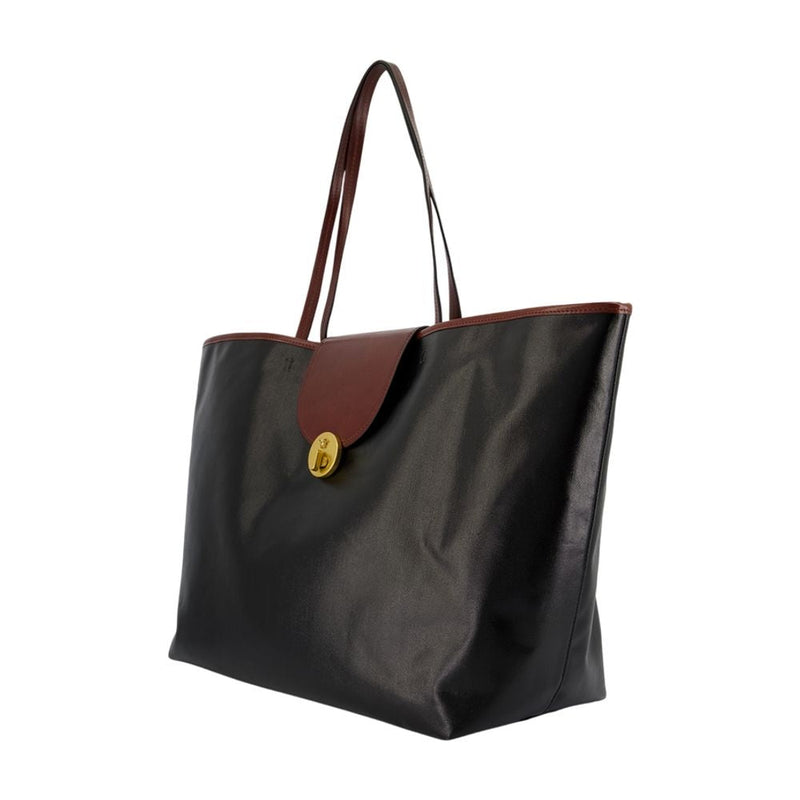 Versace Colorblock Calfskin Tote Bag — Black