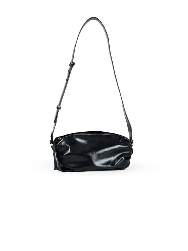 Coccinelle Quilted Cowhide Shoulder Bag — Black